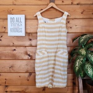 Geary Roark Kamisato Vintage‎ Striped Linen Shift Sheath Dress USA Made Size 10